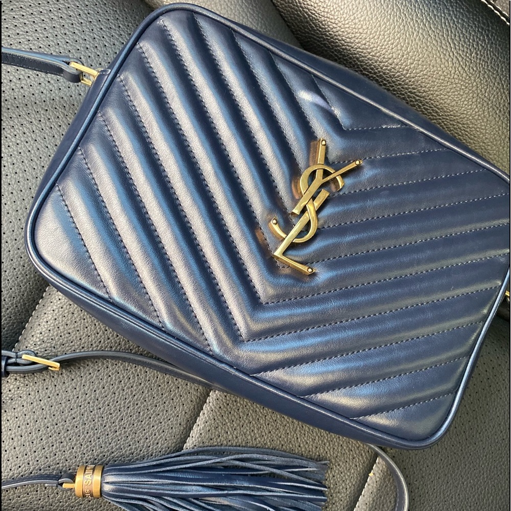 YSL. Calfskin Matelasse Monogram Lou Camera bag.